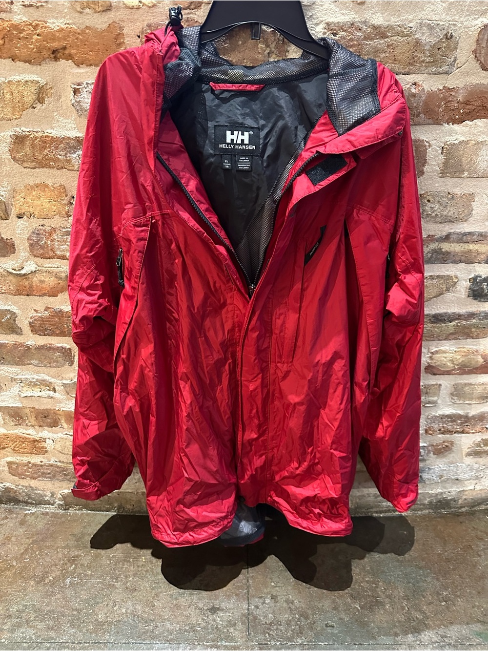 Helly Hansen Men’s Red Hooded Waterproof Rain Jacket